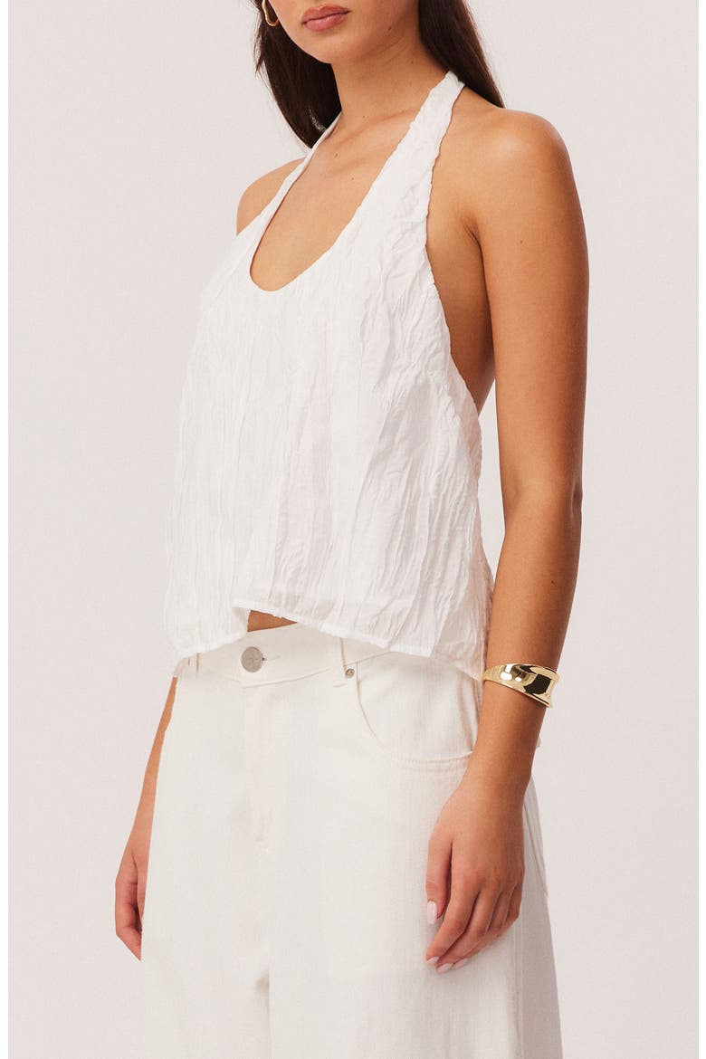 Brandi Crinkle Halter Top, Alternate, color, WHITE