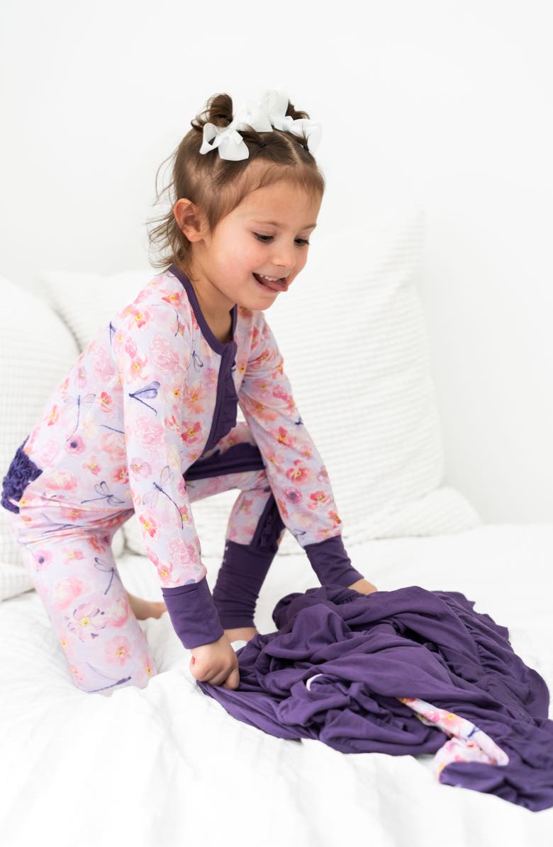 Laree + Co Elmerial Ruffle Convertible Footie, Alternate, color, Purple