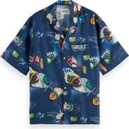 Scotch & Soda Abstract Print Lyocell Camp Shirt