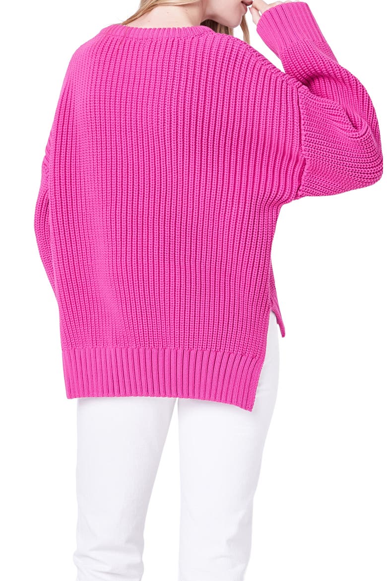 Oversize Rib Sweater, Alternate, color, MAGENTA