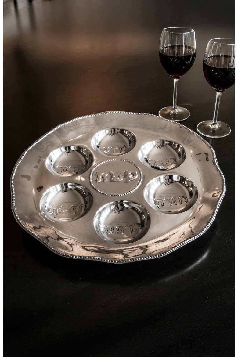Judaica Seder Plate with Pearls, Alternate, color, Silver