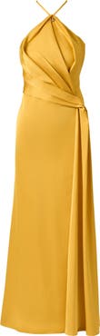 Aidan Mattox Pleated Crepe Back Satin Gown