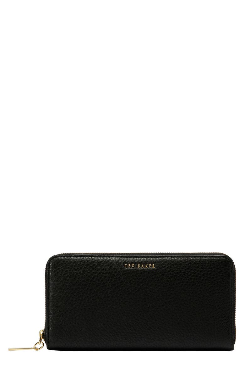 Laceyy Leather Zip Around Wallet, Main, color, BLACK