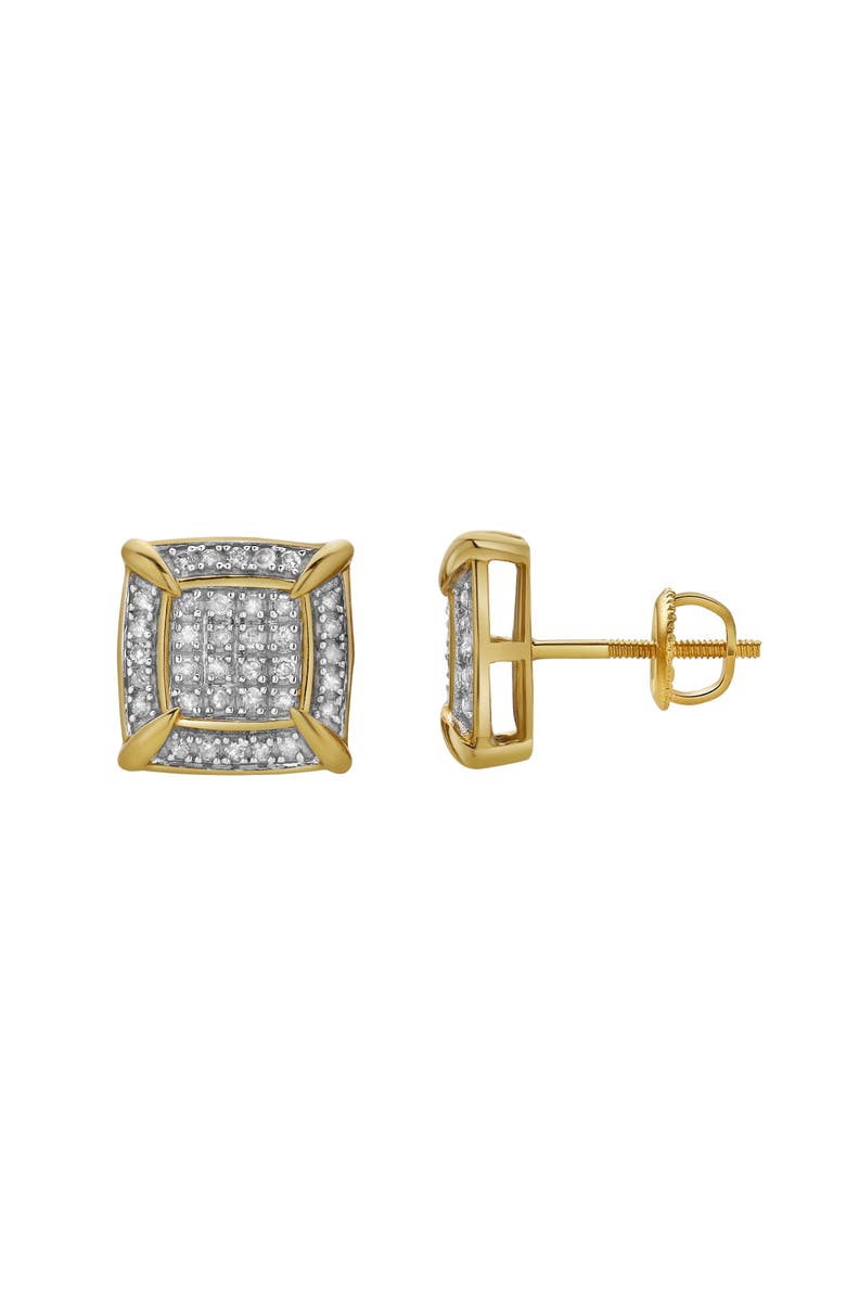 LuvMyJewelry Rune 10K Yellow Gold Cluster Diamond Unisex Earrings - 0.29 Cts, Main, color, 10K Yellow Gold