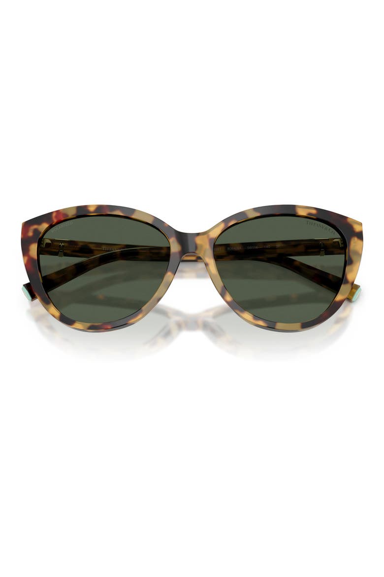 56mm Polarized Cat Eye Sunglasses, Alternate, color, BLONDE HAVANA / POLAR GREEN