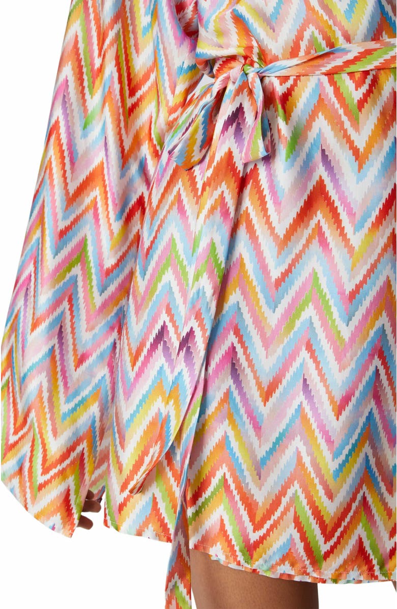 Missoni Short Kimono With Printed Twill Belt, Alternate, color, Multicoloured