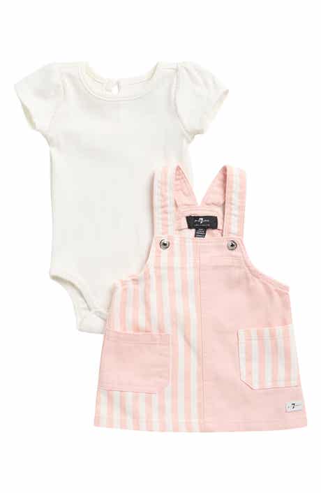7 For All Mankind Cotton Bodysuit & Denim Skirtall Set