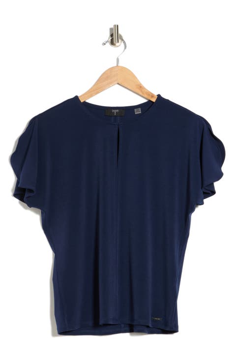 Keyhole Flutter Sleeve Jersey Top