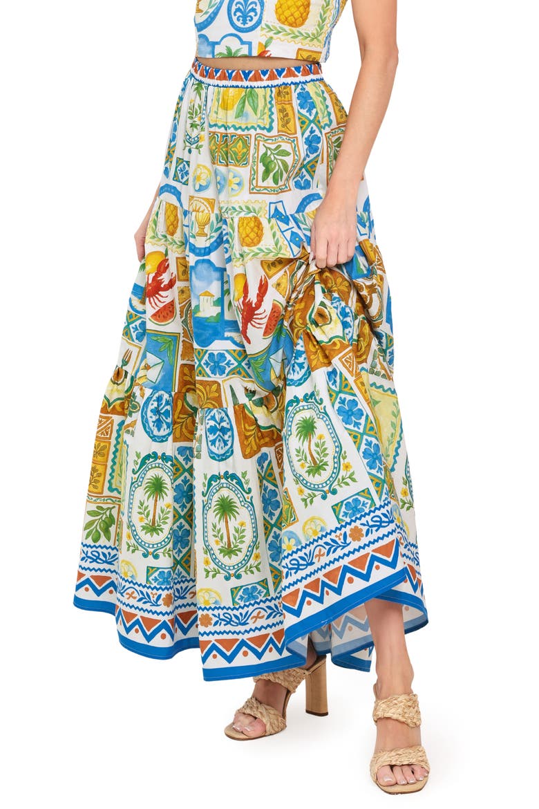 Tiered Maxi Skirt, Alternate, color, IVORY MULTI