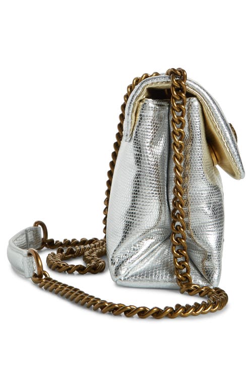 Kurt Geiger London Medium Kensington Star Snakeskin Embossed Leather Crossbody Bag In Open Grey