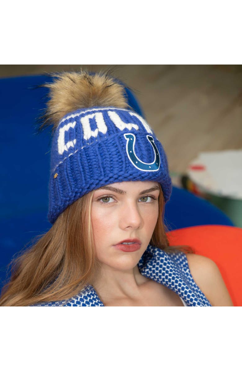 Lele Sadoughi Royal Blue Colts Nfl Beanie With Faux Fur Pom Pom, Alternate, color, Royal Blue 400