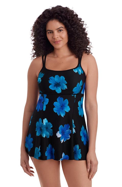 Empire Princess Seam Long Torso Swim Dress