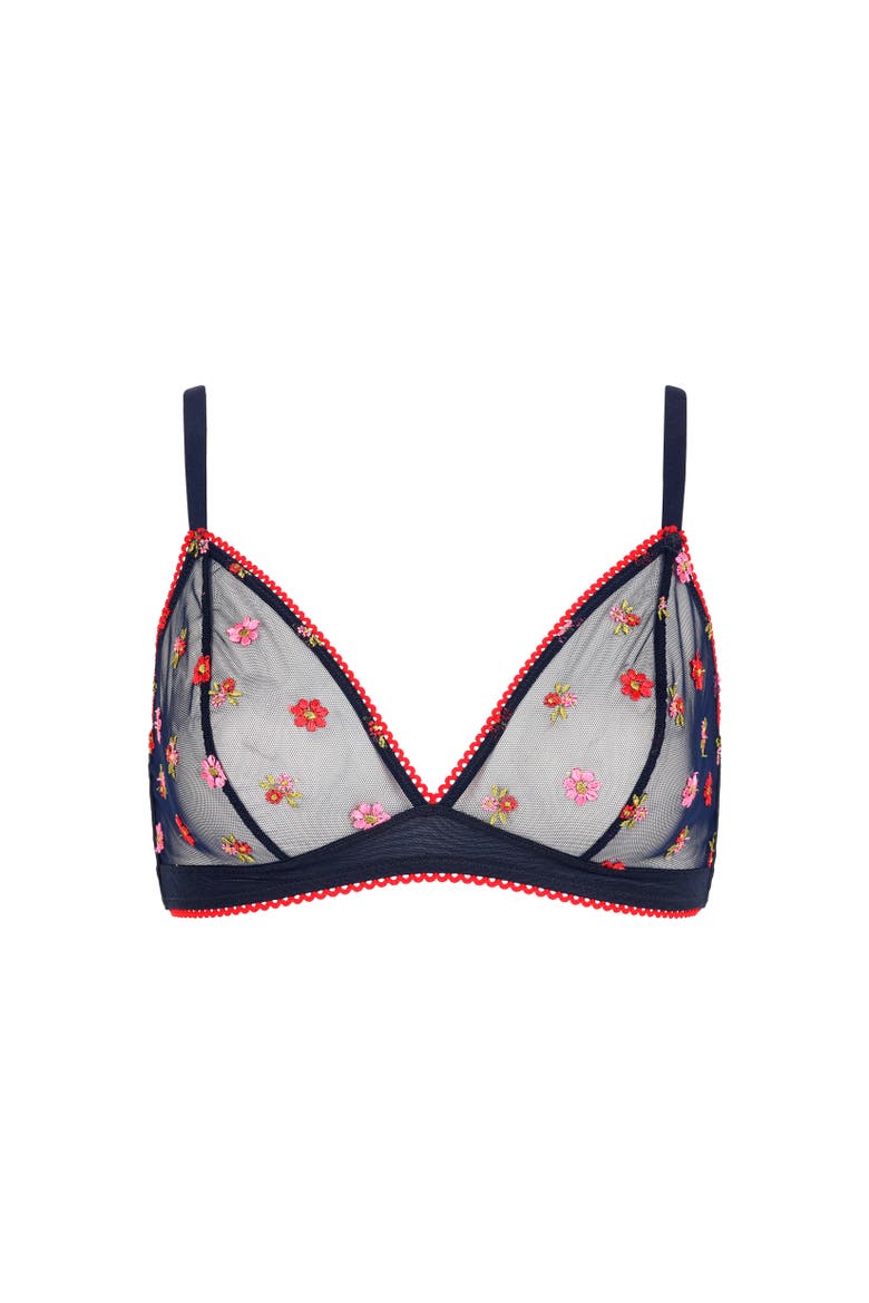 Bisou Lace Bralette, Main, color, Navy