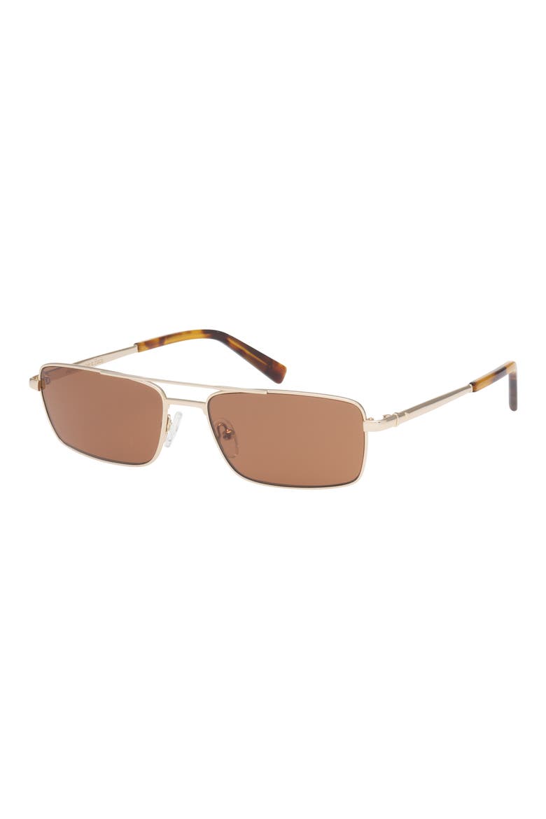 57mm Square Sunglasses, Alternate, color, GOLD / SOLID DARK BROWN LENS