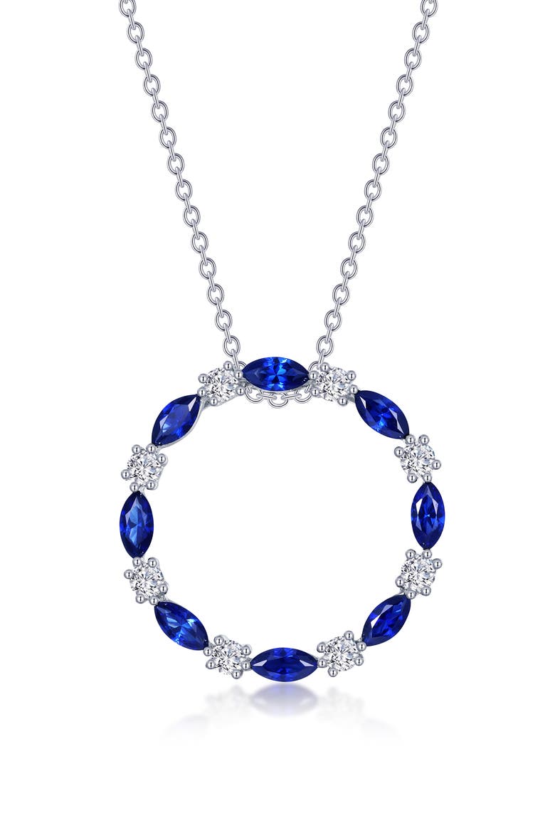 Fancy Lab Grown Sapphire Pendant Necklace, Main, color, BLUE