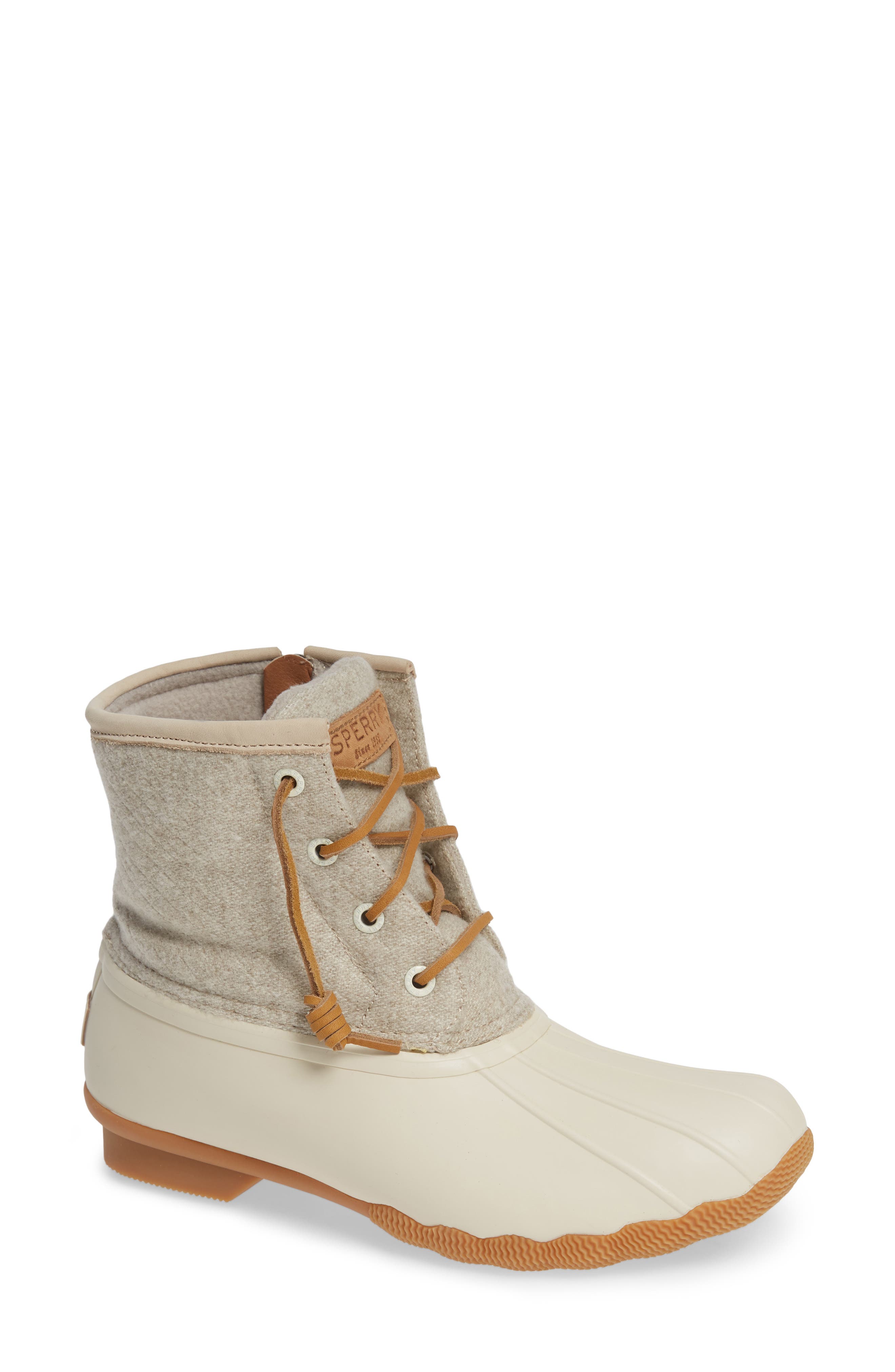 Diamond Weave Saltwater Bootie, Main, color, OFF-WHITE WOOL