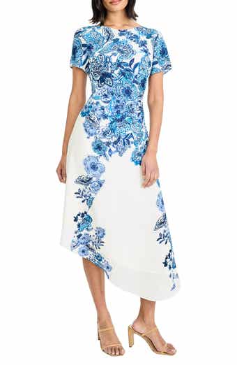 Cap Sleeve Asymmetrical Midi Dress