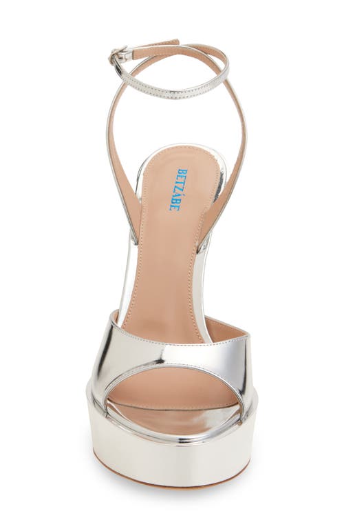Betzábe Mirror Ankle Strap Platform Sandal In Silver