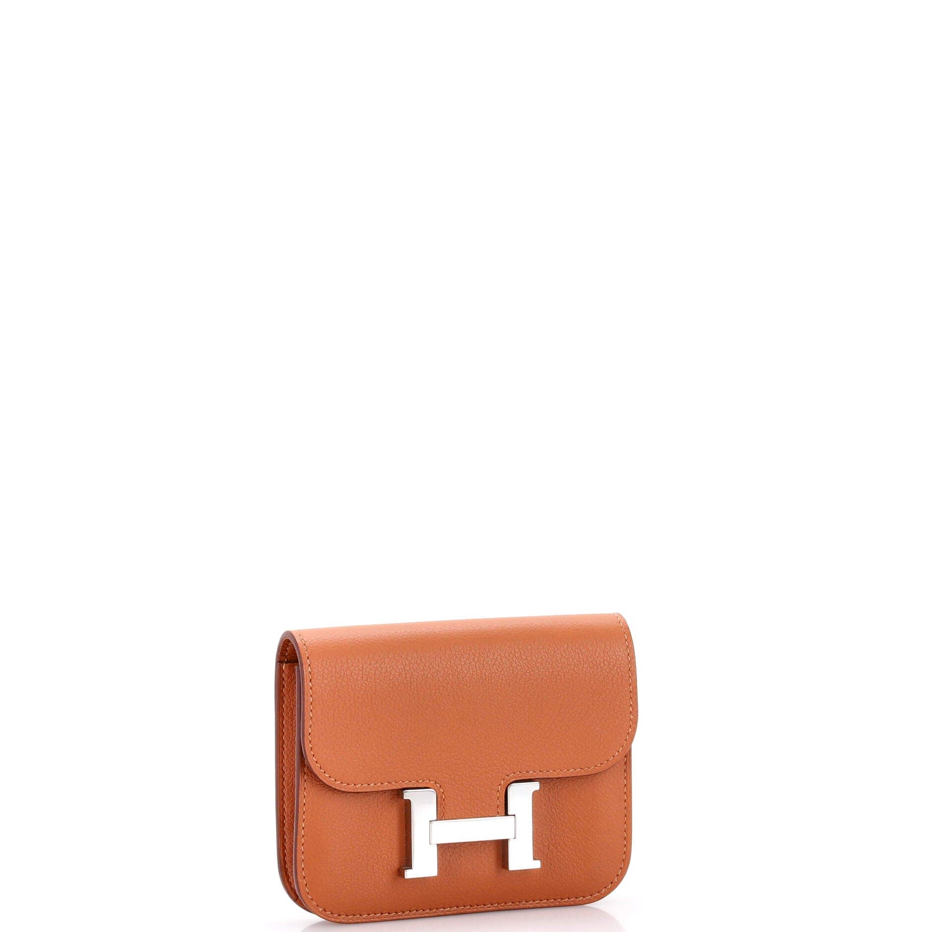 Pre-Owned Hermes Constance Slim Wallet Evercolor, Alternate, color, Quebracho