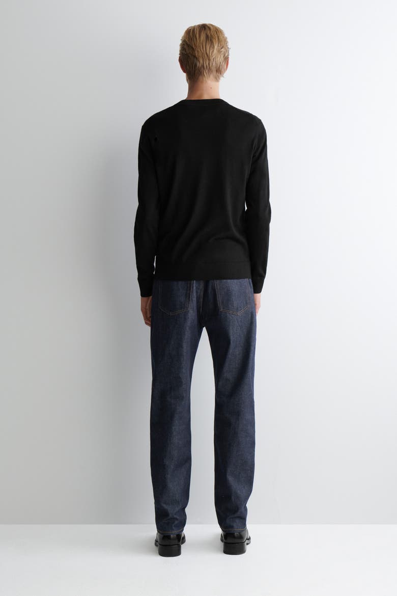 Slim Merino Wool Crew-Neck Sweater, Alternate, color, BLACK