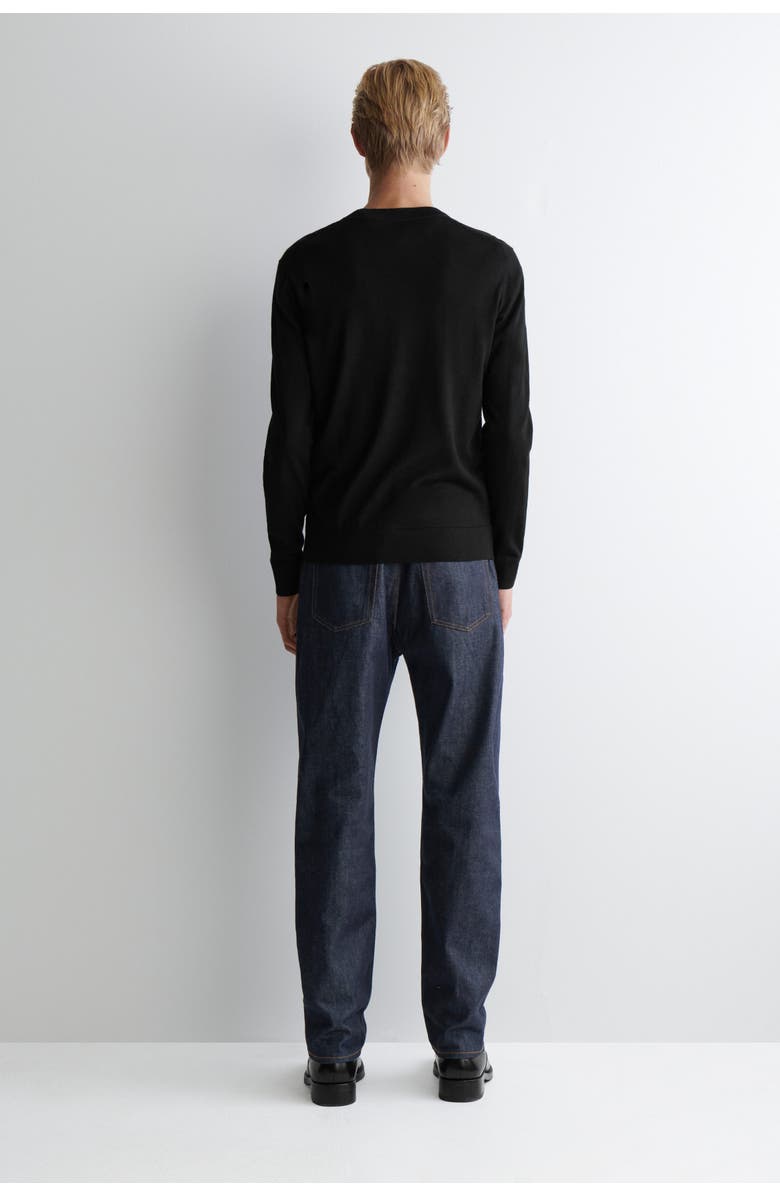 COS Slim Merino Wool Crew-Neck Sweater, Alternate, color, Black