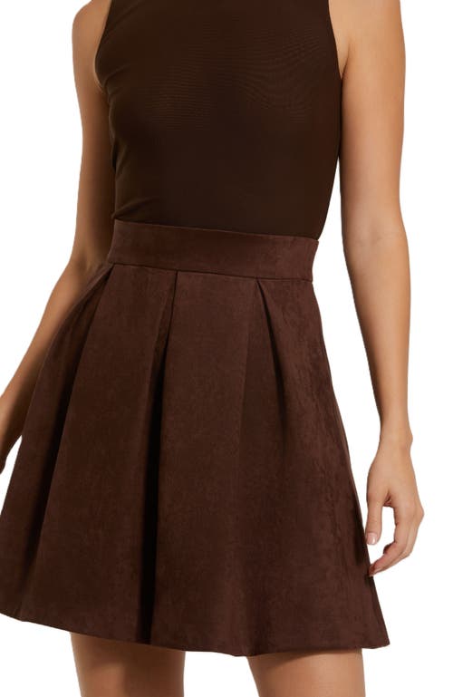 Mac Duggal Sleeveless Mesh And Suede A Line Mini Dress In Chocolate