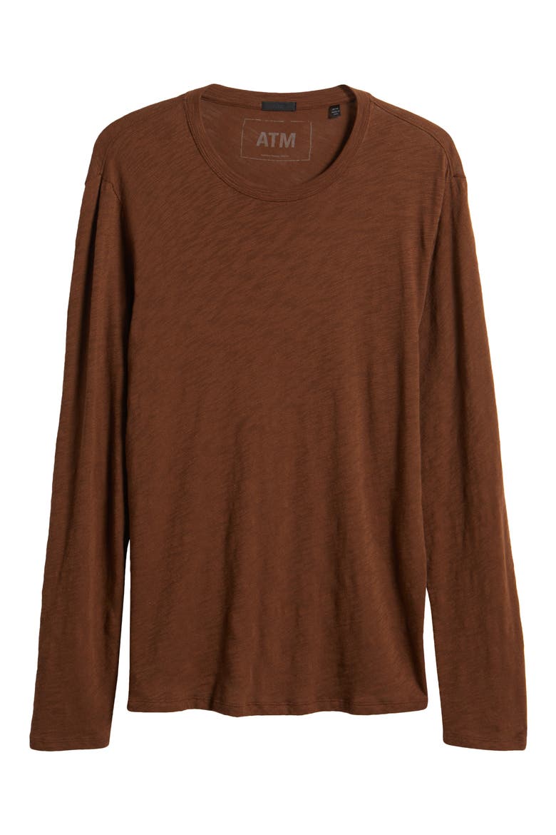 Destroyed Long Sleeve T-Shirt, Alternate, color, PECAN BROWN