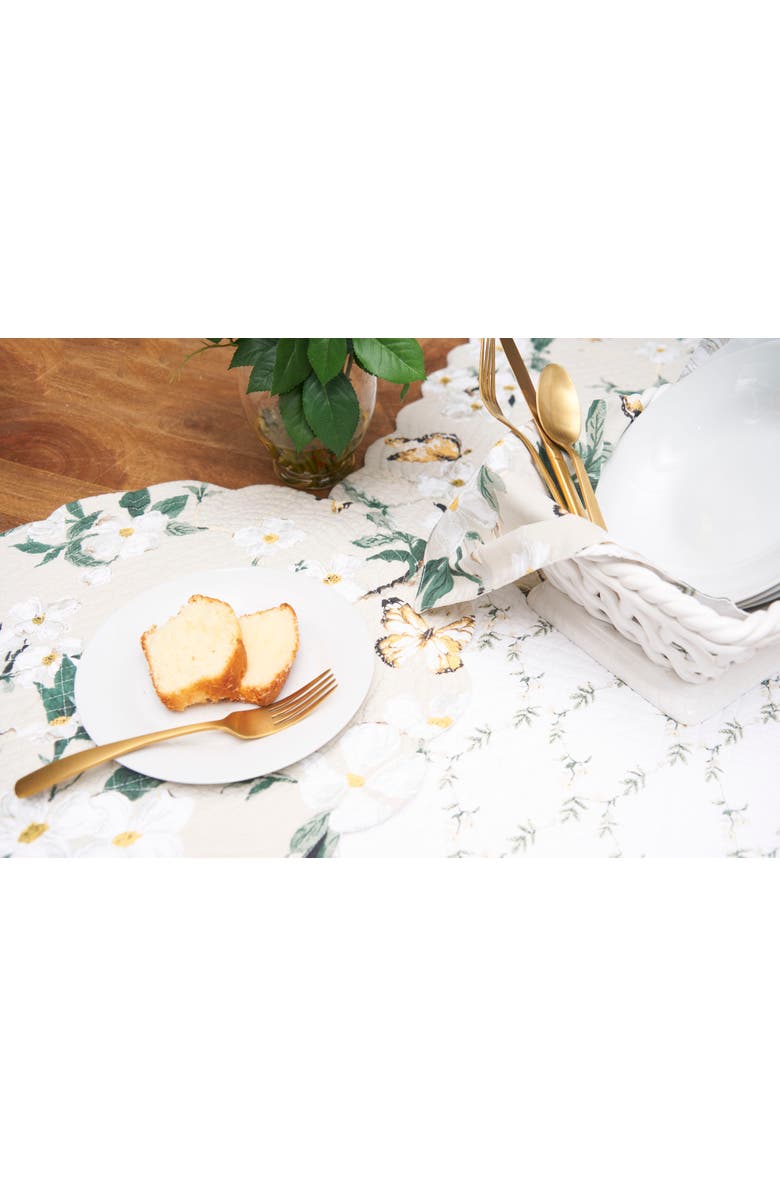 C&F Home Dogwood Meadows Cotton Table Runner 14" x 51" - Floral & Butterfly, Alternate, color, Beige