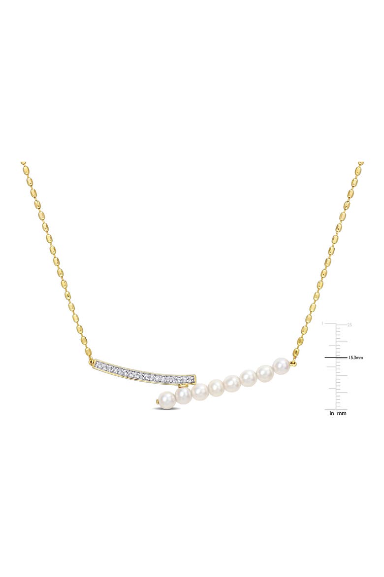 4-4.5mm Cultured Freshwater Pearl Bypass Bar Necklace, Alternate, color, GOLD/ WHITE