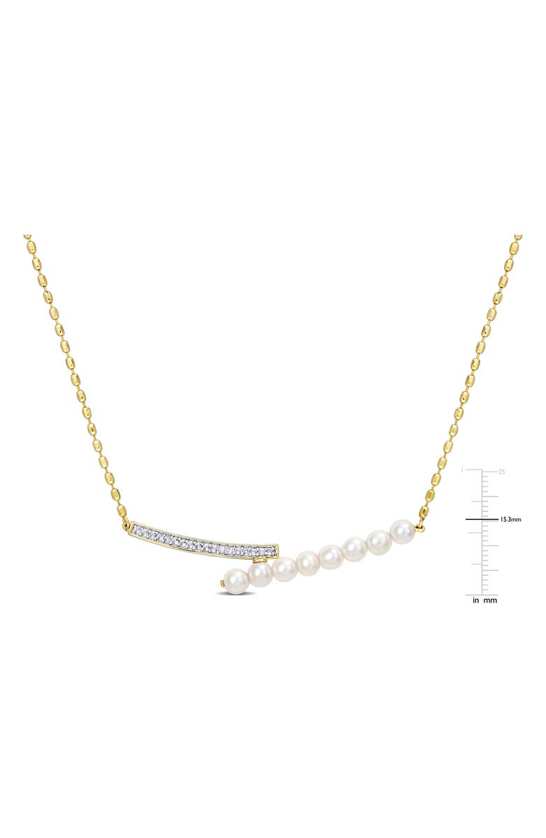DELMAR 4-4.5mm Cultured Freshwater Pearl Bypass Bar Necklace, Alternate, color, Gold/ White