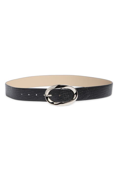 Croc Embossed Leather Belt