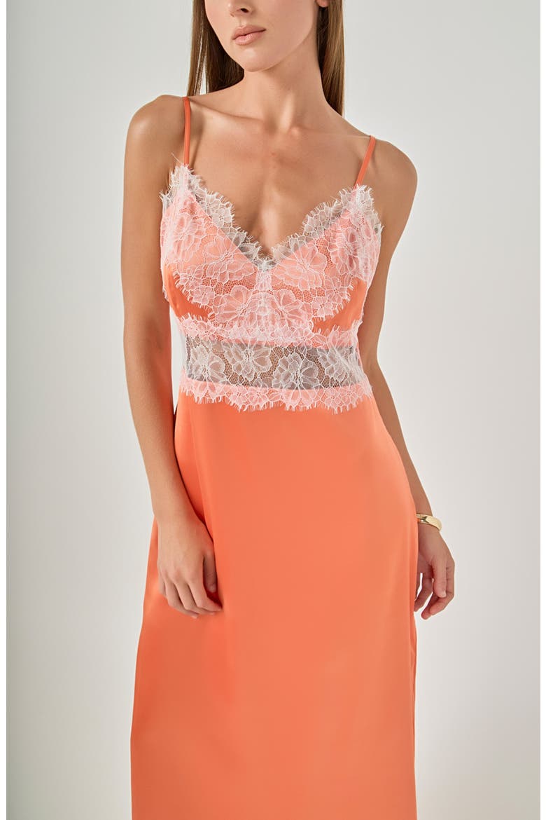 Lace Trimmed Maxi Gown, Alternate, color, ORANGE
