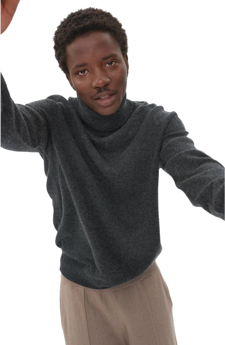 Gobi Cashmere Essential Turtleneck Cashmere Sweater, Alternate, color, Charcoal