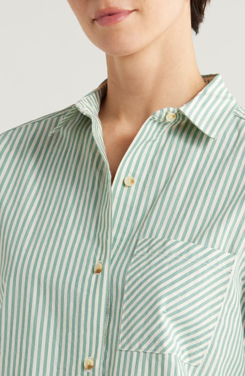 Marine Layer Abbey Stripe Cotton Poplin Button-Up Shirt, Alternate, color, 