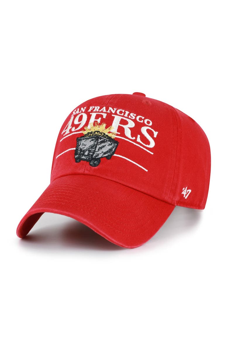Men's '47 Scarlet San Francisco 49ers Throwback Graphic Clean Up Adjustable Hat, Alternate, color, Scarlet