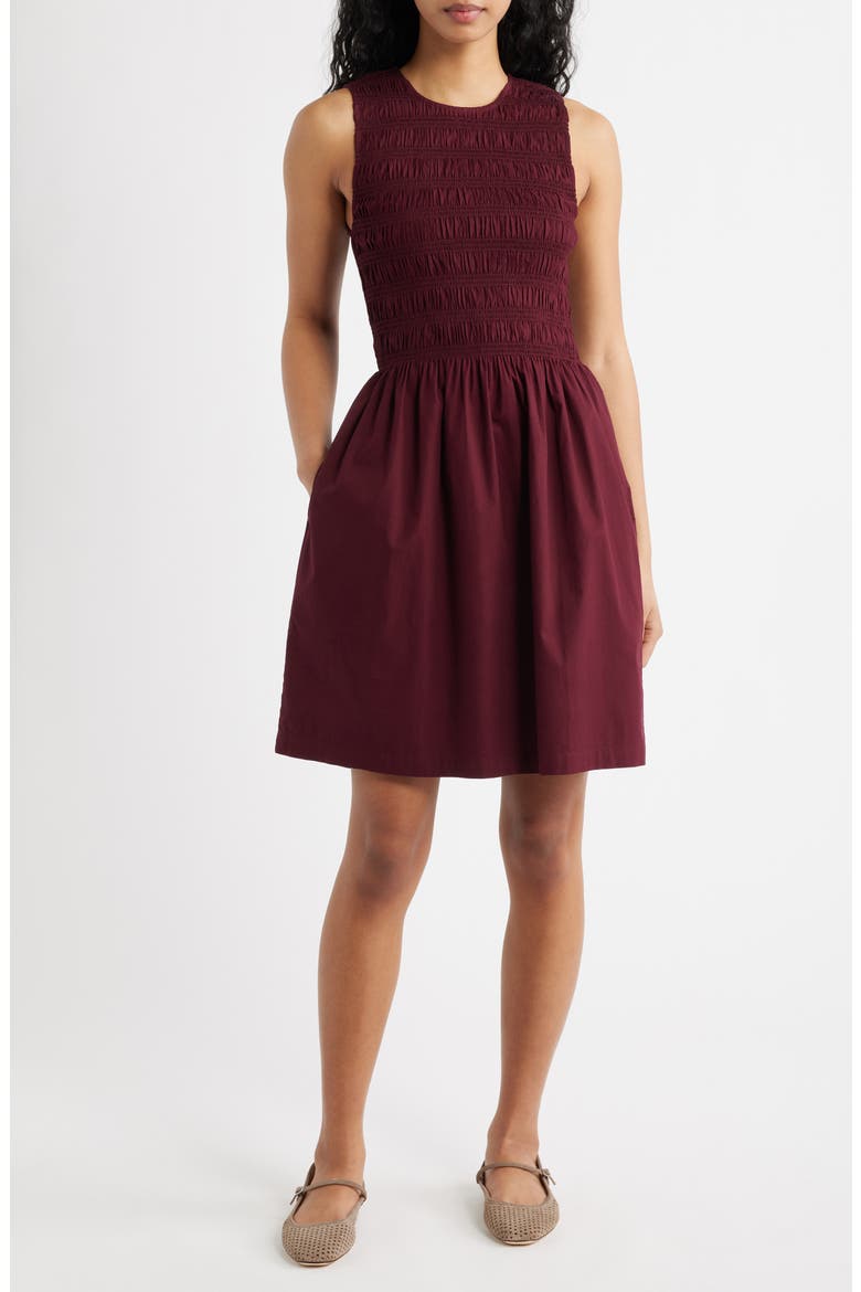 The Melody Smocked Minidress, Main, color, SANGRIA