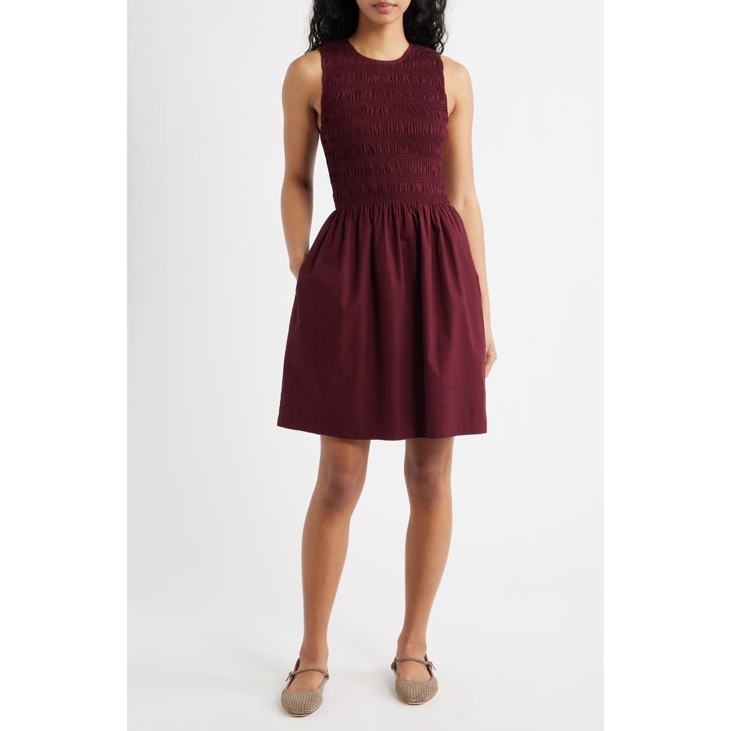 Madewell The Melody Smocked Minidress in Sangria at Nordstrom, Size Medium