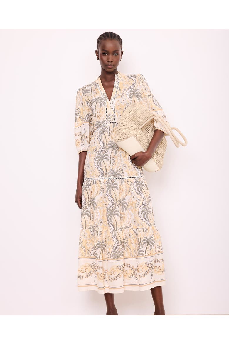 Palm Print Maxi Dress, Alternate, color, Green