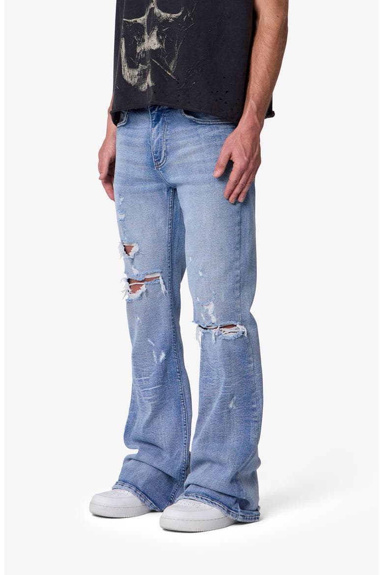 Distressed Super Flare Jeans, Alternate, color, BLUE