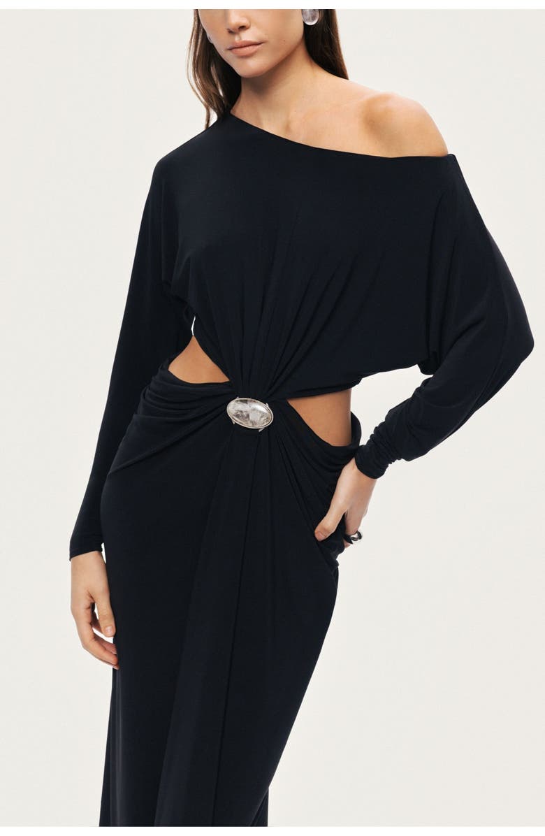 Nocturne One-Shoulder Cut-Out Maxi Dress, Alternate, color, Black