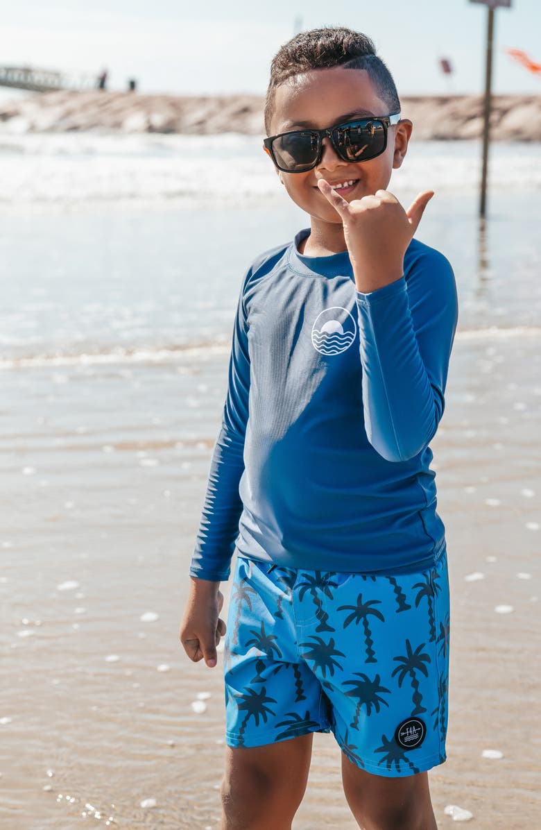 Feather 4 Arrow Kids' Wavy Palm Board Shorts, Alternate, color,