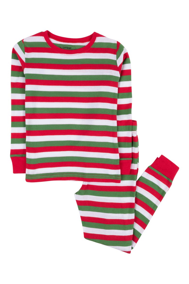 Kids Two-Piece Striped Cotton Matching Family Holiday Pajamas, Main, color, MULTI