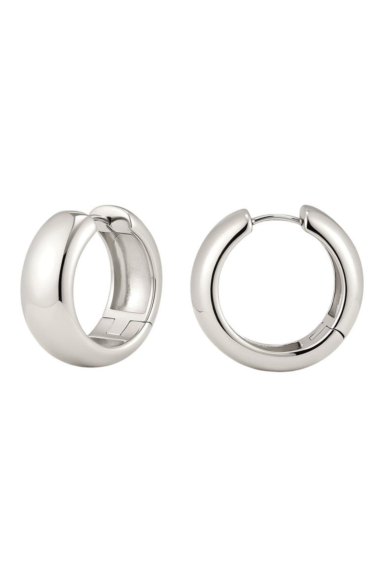 Sol Hoop Earrings, Main, color, RHODIUM PLATED