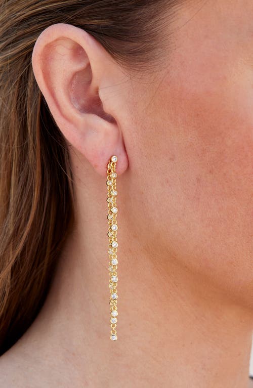 Savvy Cie Jewels Cubic Zirconia Chain Drop Front/back Earrings