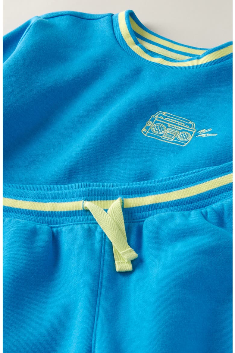 Kids' Embroidered Fleece Crewneck Sweatshirt & Joggers Set, Alternate, color, BLUE DRESDENBOOMBOX