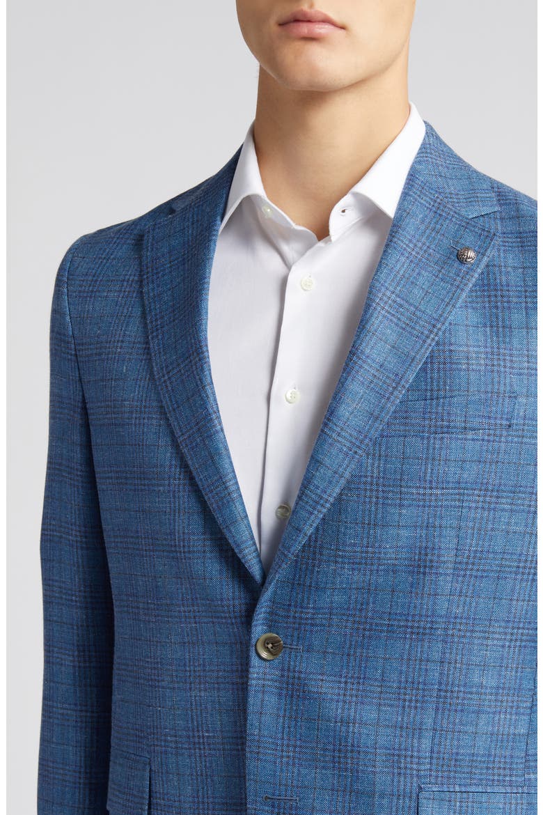 Midland Contemporary Fit Plaid Wool Blend Blazer, Alternate, color, MID BLUE