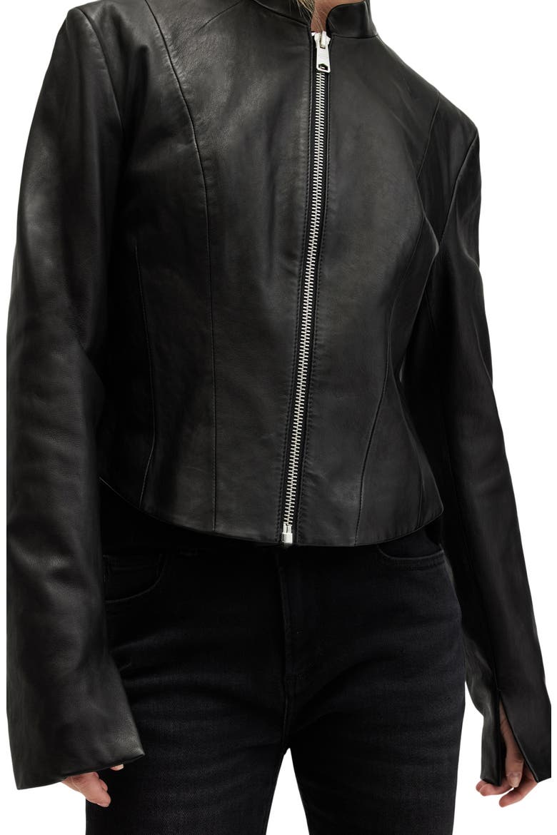 Sadler Leather Jacket, Alternate, color, BLACK