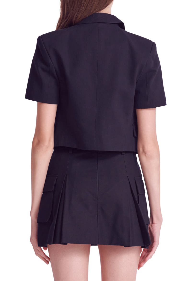Short Sleeve Double Breasted Blazer, Alternate, color, BLACK