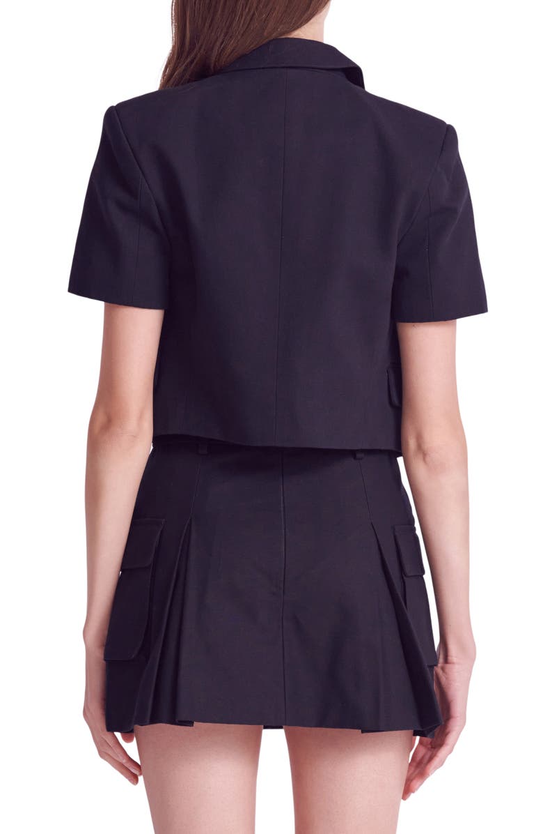 English Factory Short Sleeve Double Breasted Blazer, Alternate, color, Black