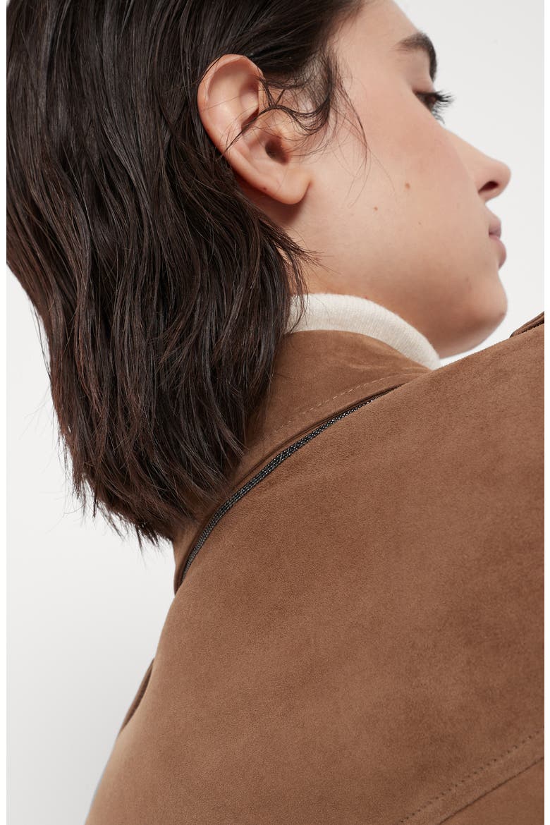 Suede biker jacket, Alternate, color, Brown